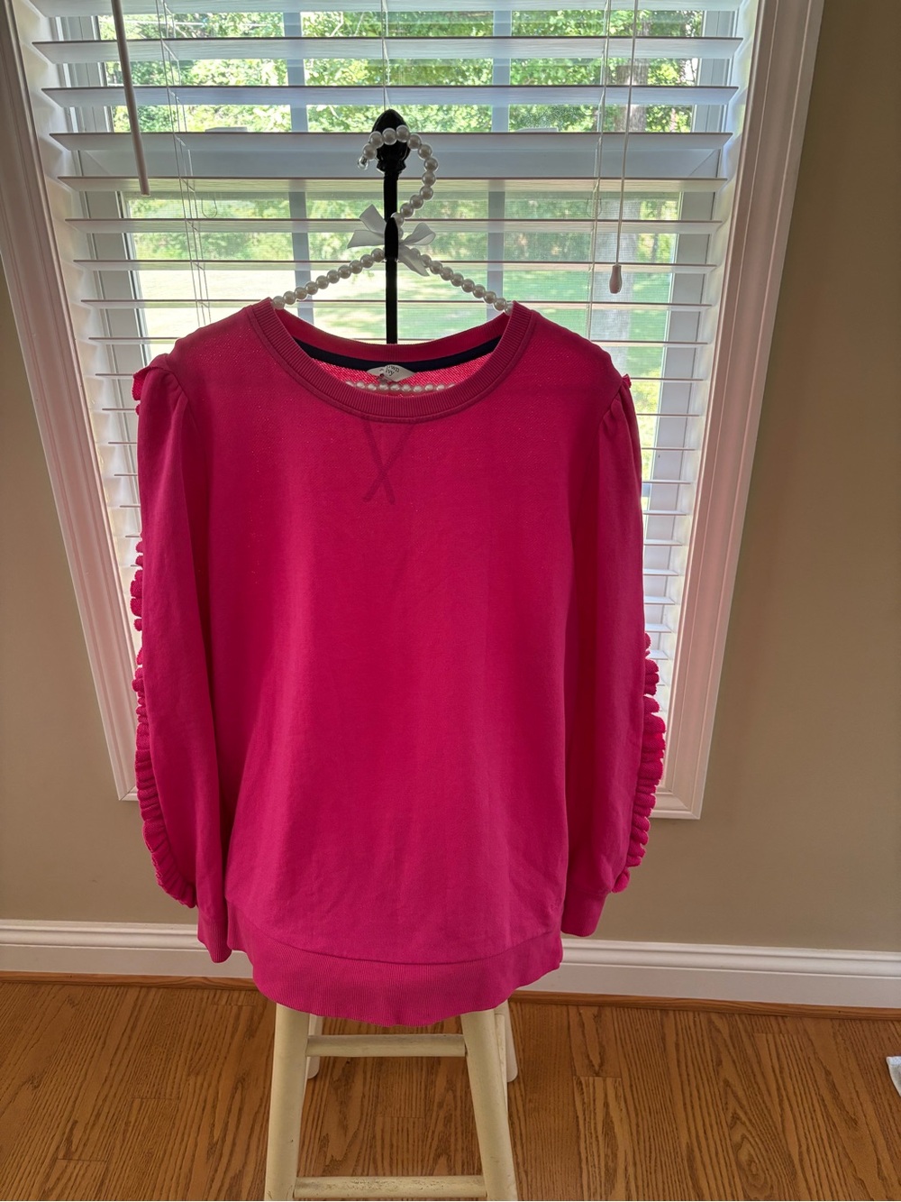 crown & ivy Hot Pink Pearl-Trim Sweatshirt